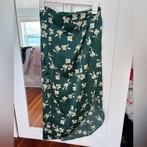 Urban Outfitters Asymmetrical Green Floral Skirt